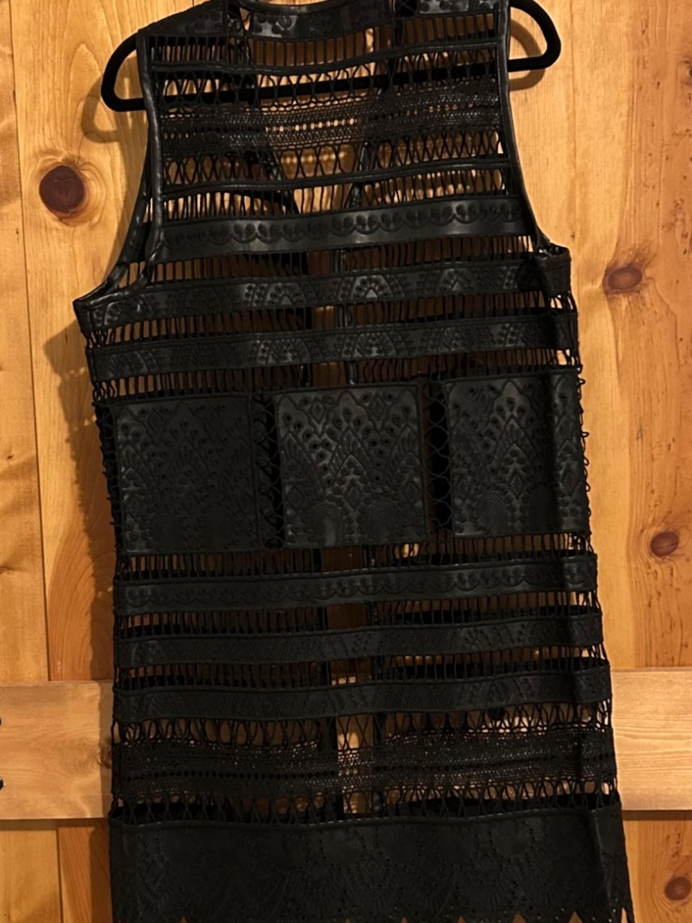 Faux Leather Black Vest OS - Picture 2 of 3